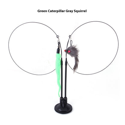 Interactive Cat Teaser Toy with Suction Cup Base — Self-Play Wand for Indoor Cats