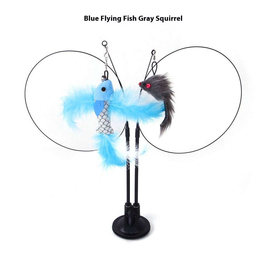 Interactive Cat Teaser Toy with Suction Cup Base — Self-Play Wand for Indoor Cats