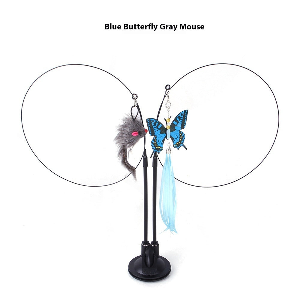 Interactive Cat Teaser Toy with Suction Cup Base — Self-Play Wand for Indoor Cats