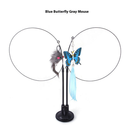 Interactive Cat Teaser Toy with Suction Cup Base — Self-Play Wand for Indoor Cats