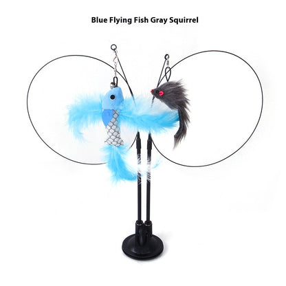 Interactive Cat Teaser Toy with Suction Cup Base — Self-Play Wand for Indoor Cats