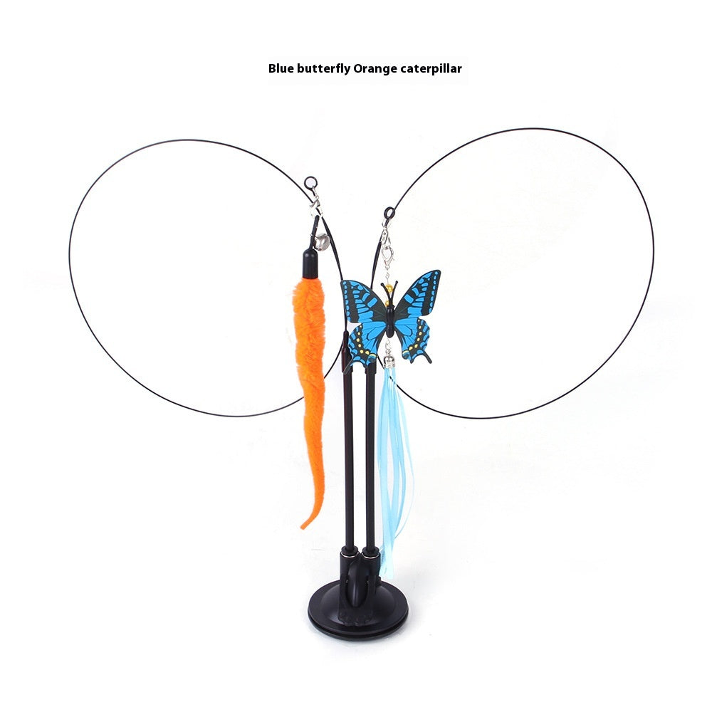 Interactive Cat Teaser Toy with Suction Cup Base — Self-Play Wand for Indoor Cats