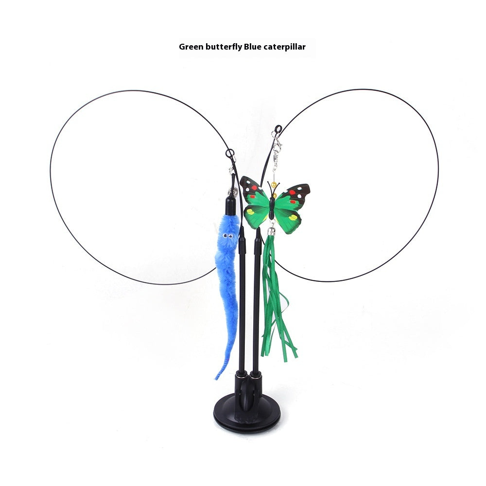 Interactive Cat Teaser Toy with Suction Cup Base — Self-Play Wand for Indoor Cats