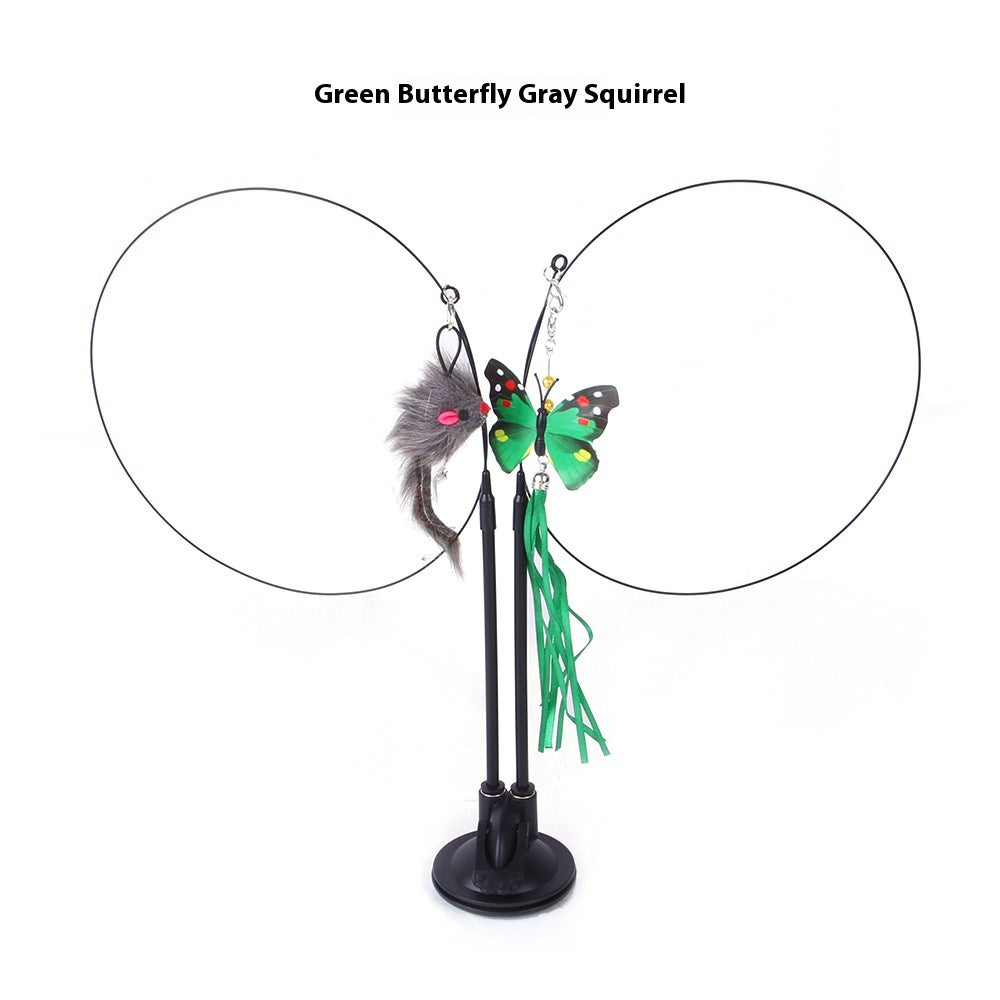 Interactive Cat Teaser Toy with Suction Cup Base — Self-Play Wand for Indoor Cats