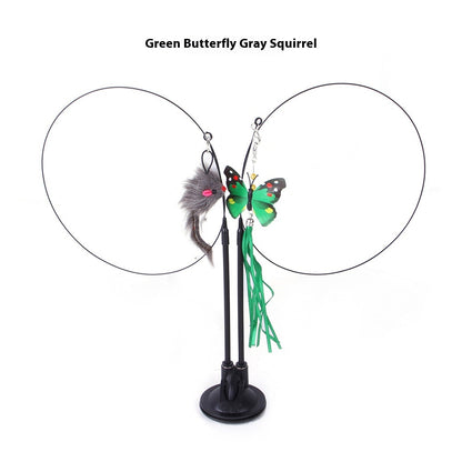 Interactive Cat Teaser Toy with Suction Cup Base — Self-Play Wand for Indoor Cats