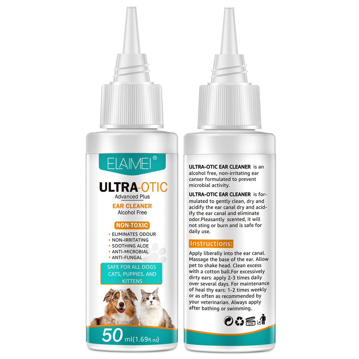Pet Ear Cleaner Solution — Gentle, Vet-Safe Ear Wash for Dogs & Cats (50ml)