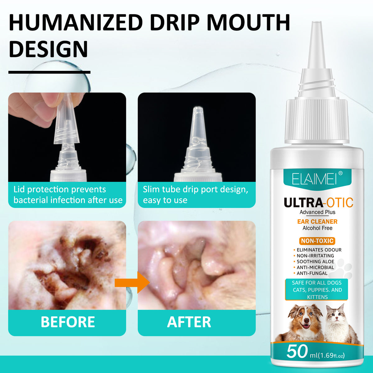 Pet Ear Cleaner Solution — Gentle, Vet-Safe Ear Wash for Dogs & Cats (50ml)