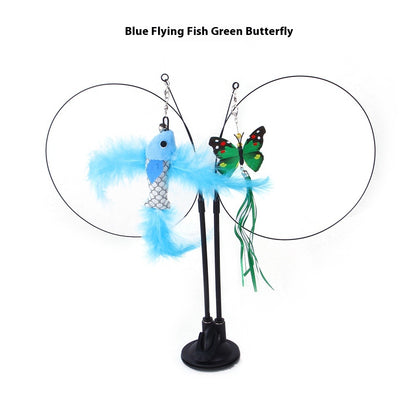 Interactive Cat Teaser Toy with Suction Cup Base — Self-Play Wand for Indoor Cats