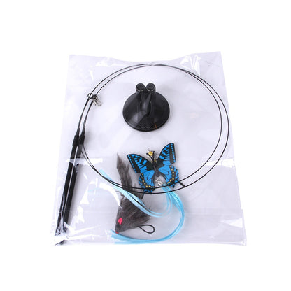 Interactive Cat Teaser Toy with Suction Cup Base — Self-Play Wand for Indoor Cats
