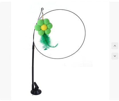 Interactive Cat Teaser Toy with Suction Cup Base — Self-Play Wand for Indoor Cats
