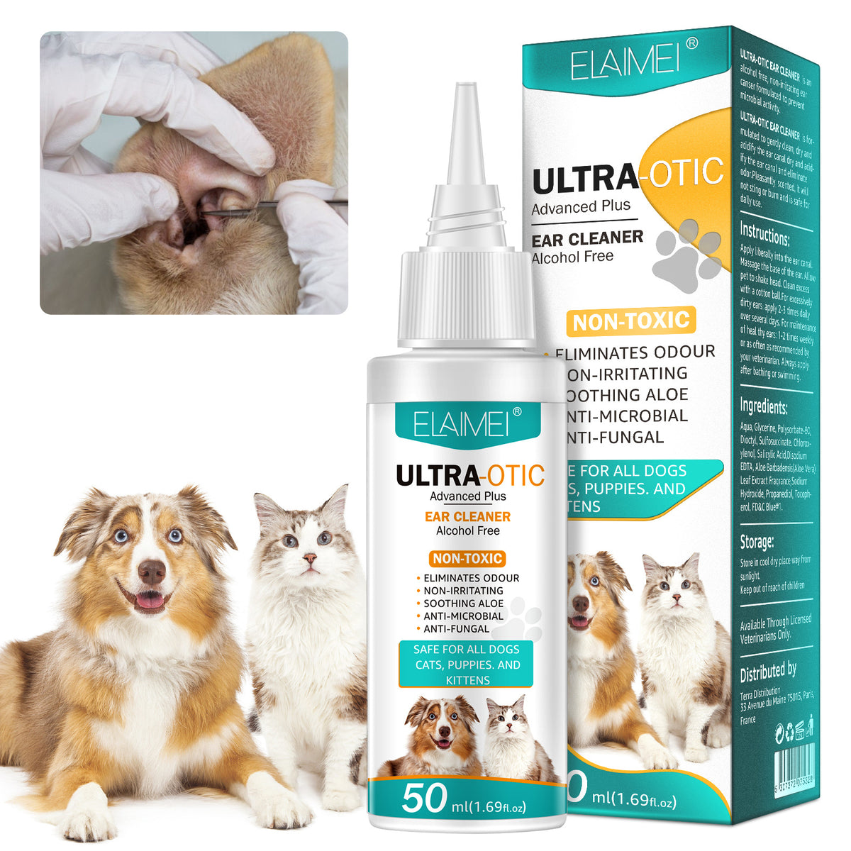 Pet Ear Cleaner Solution — Gentle, Vet-Safe Ear Wash for Dogs & Cats (50ml)