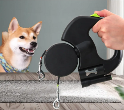Retractable Double Dog Leash — Walk Two Dogs at Once with Independent 3M Lines